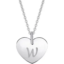 Ketten-Anhänger ONE ELEMENT "Herz mit Gravur W Buchstaben Anhänger aus 333 Weißgold", silber, Schmuckanhänger, Damen, W, Weißgold 333-Gold, Weißgold 333, Gold, Damen Gold Schmuck Herz mit Gravur W