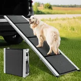 DAISTERN von BSWAY Hunderampe Auto Klappbar 170 x 44cm, Faltbar Hundetreppe mit Weicher Teppichoberfläche, Aluminiumrahmen Pulverbeschichtung, Autorampe Einstiegshilfe für Mittelgroße Große Hunde