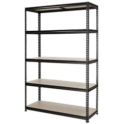 RATTATAN Verstellbares Regal mit 5 Ebenen, verstellbare Böden, Holzpaneele und Eisenrahmen, Tragkraft bis 180 kg, für Innen- und Außenbereich– 120Bx41Tx183H cm