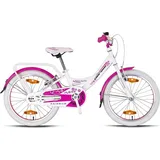 Rezzak 20 Zoll Fahrrad Kinderfahrrad mit Reflektoren V- Bremse Rücktrittbremse Weiss-Pink Neu -081