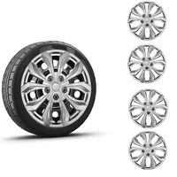 Tulamotoren Universelle Radkappen, 4er-Set, kompatibel mit Stahlfelgen, Snap-On-Design, strapazierfähiges PP-Material, mit verstellbarem Stahl-Sicherungsring (Silber, 17 Zoll)