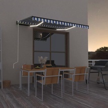 vidaXL LED Automatische Markise 350 x 250 cm blau/weiß inkl. Windsensor 3069091