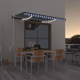 vidaXL LED Automatische Markise 350 x 250 cm blau/weiß inkl. Windsensor 3069091
