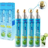 GreatWhip 4x CO2 Zylinder 60 L für Wassersprudler, Prämie Einschrauben Karbonisator kompatibel mit gängigen Sprudlern, SodaStream, Aarke etc., 425g Recycelbar Gewindezylinder *Nicht für Quick Connect