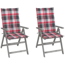 vidaXL Verstellbare Gartenstühle 2 St. 2 x 2 x 2 cm grau/rot