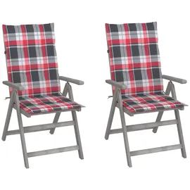 vidaXL Verstellbare Gartenstühle 2 St. 2 x 2 x 2 cm grau/rot