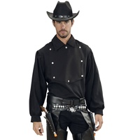 Widmann - Cowboy Hemd, schwarz, Western Kostüm, Rodeo, Faschingskostüme