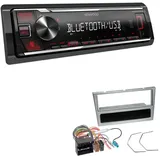 EHO Kenwood KMM-BT209 1-DIN Autoradio Bluetooth USB AUX mit Einbauset für Opel Corsa C 2004-2006 matt chrom