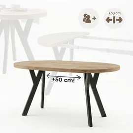 dekori.interiors Runder Ausziehbarer Tisch 110 x 77 x 110 cm Eiche Craft Golden / Schwarz - Braun
