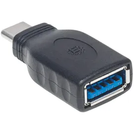 Manhattan USB 3.2 Gen 1 (USB 3.0) Adapter [1x USB 3.2 Gen 2 Stecker C (USB 3.1) Gen1 Typ auf Typ A-Adapter, Typ C-Stecker auf Typ A-Buchse, 3.1)] Gen1, schwarz,