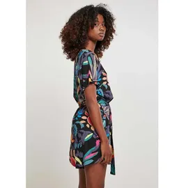 URBAN CLASSICS Damen Ladies Short Viscose Belt Jumpsuit blackfruity, M - M