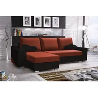 Fun Möbel Ecksofa COLLIN mit Schlaffunktion Schwarz/Dunkelorange Ottomane Links - Schwarz