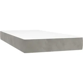 vidaXL Boxspringbett mit Matratze & LED Hellgrau 100x200 cm Samt