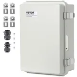 Vevor Elektrischer Anschlusskasten für den Außenbereich, 300 x 200 x 180 mm Elektrogehäuse aus ABS-Kunststoff mit Klappdeckel, Edelstahlriegel, IP67, für elektrische Projekte im Außenbereich
