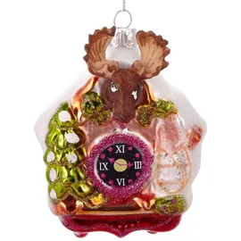 Brubaker Kuckucksuhr Elch Bunt - Handbemalte Weihnachtskugel aus Glas - Mundgeblasener Christbaumschmuck Figuren lustig Deko Anhänger Baumkugel - 10 cm