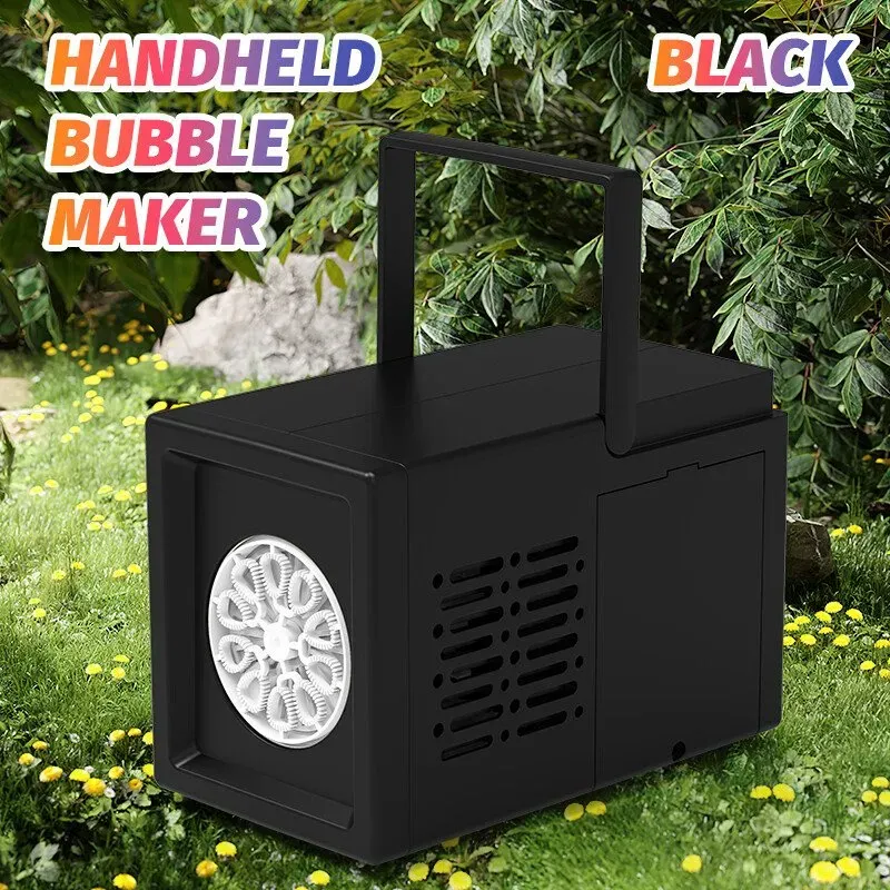 Automatischer Seifenblasen-Generator, Party-Essential, Schwarz, 1000+ Blasen/Minute, Tragbarer Hand-Blasen-Generator, Elektrische Seifenblasen für Partys & Outdoor-Spaß, Geschenk/Festtagsüberraschung