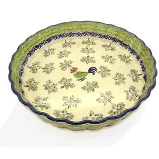 Bunzlauer keramik Tarte- oder Quiche-Form 23 cm (Dekor Hahn)