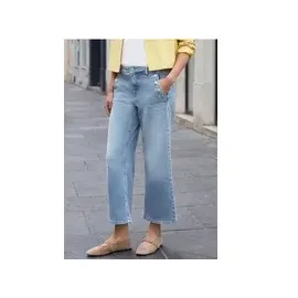 street one studio Street One Cropped Wide Leg Jeans mit Knopfdetail - Blau