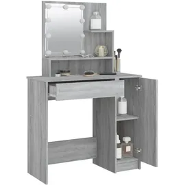vidaXL Schminktisch mit LED Grau Sonoma 86,5x35x136 cm