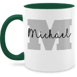 Tasse Tassen 325ml - Anfangsbuchstabe - Anfangsbuchstaben Name - Persönliches Geschenk Personalisiert mit Namen bedrucken Initialen Personalisierte Custom Buchstabe Wunschname - 325 ml - Petrolgrün