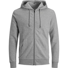 JACK & JONES Basic Reißverschlusspullover Light Grey Melange / Regular Fit XS