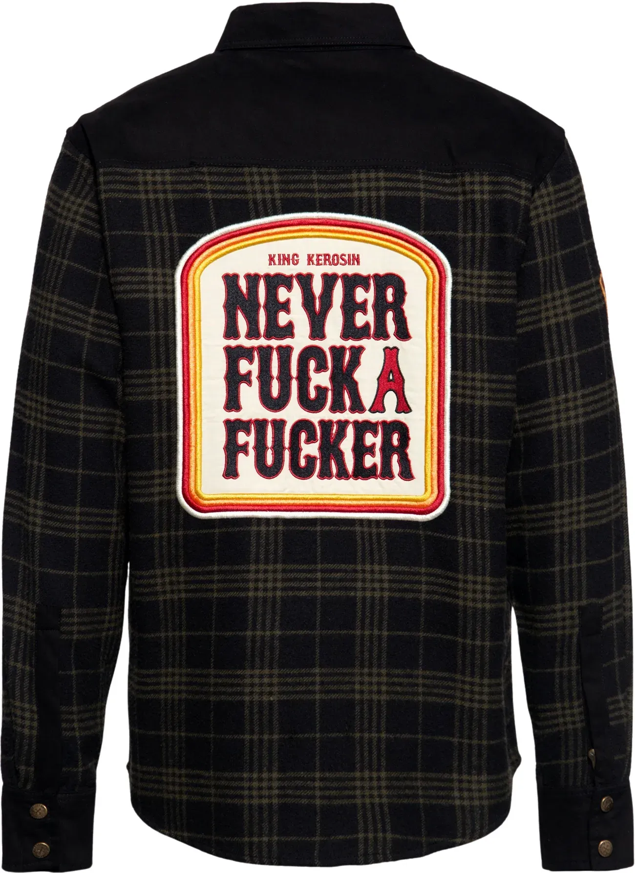 King Kerosin Motor Gear - Never f.ck a f.cker, chemise/veste tex - Noir/Vert Foncé - XXL