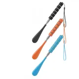 Yoezuo 3 Stück Schuhlöffel Lang, Teleskopisch 30-70cm, Schuhanzieher Edelstahl mit rutschfestem Griff, Ausziehbarer Schuhanzieher für Herren Damen Kinder Senioren (Schwarz, Blau, Orange)