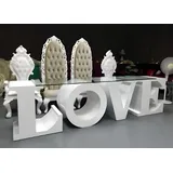 JVmoebel Esstisch Klassischer Barock Tisch aus Massivholz mit Glas in Weiß, Made in Europa weiß