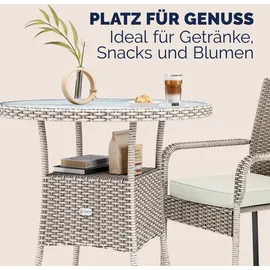 CASARIA Polyrattan Beistelltisch Ø 60 x 74 cm Beige/Grau