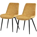 ML-Design Esszimmerstühle 2er Set Senfgelb, Sitzfläche aus Samt mit Rückenlehne,