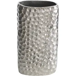 Blumenvase Rund PALMYRA handgefertigt Aluminium 31 cm Silber