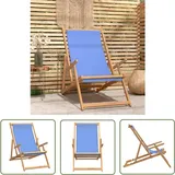 The Living Store - Strandstuhl Klappbar Massivholz Teak Blau - Klappbarer Strandstuhl - Gartenstuhl - Teakholzmöbel - Outdoor Möbel - Liegestuhl