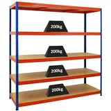 Proregal Schwerlastregal Metall 180x180x60 cm Blau/Orange