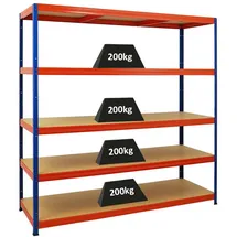 Proregal Schwerlastregal Metall 180x180x60 cm Blau/Orange