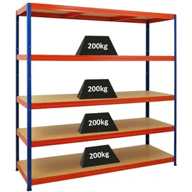 Proregal Schwerlastregal Metall 180x180x60 cm Blau/Orange