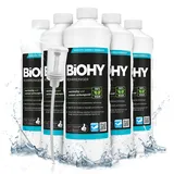 BiOHY Rohrreiniger (6 x 1 Liter) + Dosierer | EXTRA STARK | flüssiger Abflussreiniger | Profi Mittel für Verstopfungen in Küche, Dusche & Toilette | entfernt Haare & Gerüche effektiv