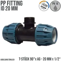 Jason PP-Klemmverbinder T-Stück mit AG ø 20 x 1/2