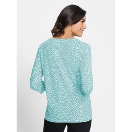 Inspirationen Print-Shirt INSPIRATIONEN "Shirt", Damen, Gr. 36, blau (weiß, ozean, bedruckt), 50% Baumwolle, 50% Modal, bedruckt, gemustert, mehrfarbig, Rundhals, Shirts