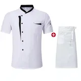 WEITING Unisex Restaurant Küchenchef Uniform Shirt Kurz-/Langarm Kochjacke Arbeitskleidung-Jackenschürze_b-XL