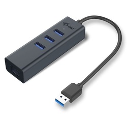 i-tec USB-A HUB 3 port USB 3.0 + Gigabit Ethernet Adapter Metall