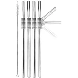 408761 Trinkhalm biegsam 5er Pack Edelstahl