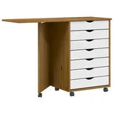 vidaXL Rollschrank mit Schreibtisch MOSS Honigbraun Massivholz Kiefer