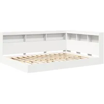 vidaXL Bücherregal-Bett mit Kopfteil Weiß 160 x 200 cm Holzwerkstoff