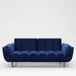 PLAYBOY - Sofa "SCARLETT" gepolsterte Couch mit Bettfunktion, Samtstoff in Blau, Retro-Design