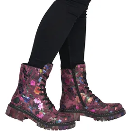 Rieker Schnürboots RIEKER, Damen, Gr. 36, bunt (multi), Lederimitat, Schuhe Schnürboots, Schnürstiefelette, Profilsohle, in veganer Verarbeitung