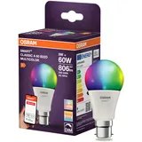 Osram SMART LED Lampe A60 Kolbenform B22D, 9W ZigBee 3.0, RGBW 16 Mio. Farben, dimmbar, App Steuerung, Alexa