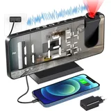 Projektionswecker, Digital Wecker Mit Projektion 180°, Radiowecker Projektionsuh