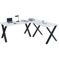 VCM my office VCM Eck-Schreibtisch Lona Schreibtisch weiß rechteckig, X-Fuß-Gestell schwarz 190,0 x 50,0 cm