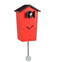 Kookoo Birdhouse rot, Moderne Design Kuckucksuhr mit 12 heimischen