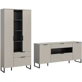Möbel Kraft Wohnwand - creme ¦ Maße (cm): B: 240 H: 192